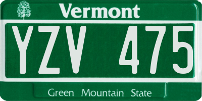 VT license plate YZV475