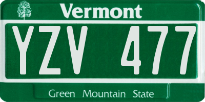 VT license plate YZV477