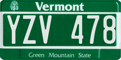 VT license plate YZV478