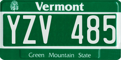 VT license plate YZV485