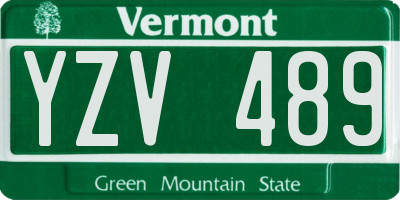 VT license plate YZV489