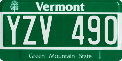 VT license plate YZV490