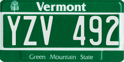 VT license plate YZV492