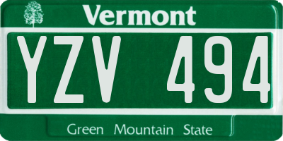 VT license plate YZV494