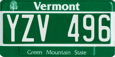 VT license plate YZV496