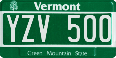 VT license plate YZV500