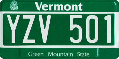 VT license plate YZV501
