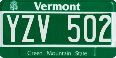 VT license plate YZV502