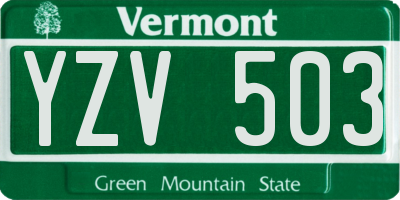 VT license plate YZV503