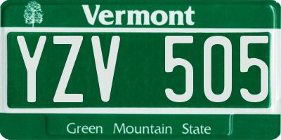 VT license plate YZV505