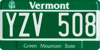 VT license plate YZV508