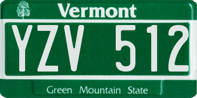 VT license plate YZV512