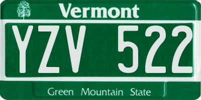 VT license plate YZV522