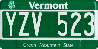 VT license plate YZV523