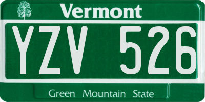 VT license plate YZV526