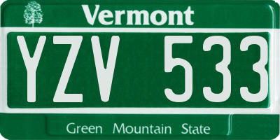 VT license plate YZV533