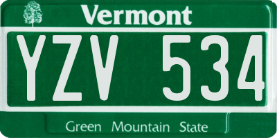 VT license plate YZV534