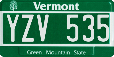 VT license plate YZV535