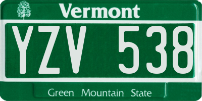 VT license plate YZV538