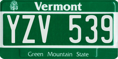 VT license plate YZV539