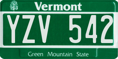 VT license plate YZV542