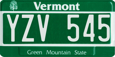 VT license plate YZV545