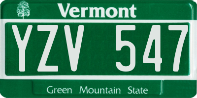 VT license plate YZV547