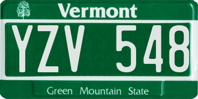 VT license plate YZV548