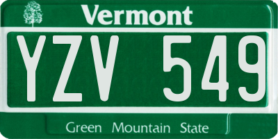 VT license plate YZV549