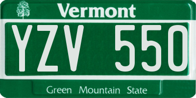 VT license plate YZV550