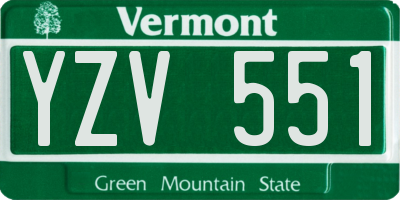 VT license plate YZV551