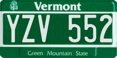 VT license plate YZV552
