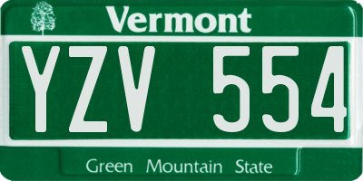 VT license plate YZV554