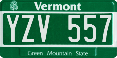 VT license plate YZV557