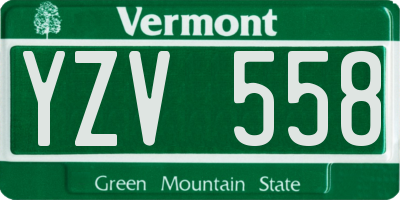 VT license plate YZV558