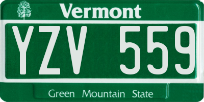 VT license plate YZV559