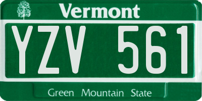 VT license plate YZV561