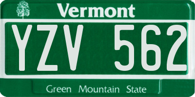 VT license plate YZV562