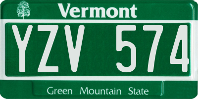 VT license plate YZV574