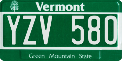 VT license plate YZV580