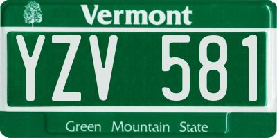 VT license plate YZV581