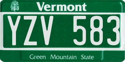 VT license plate YZV583