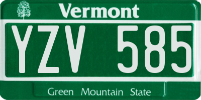 VT license plate YZV585