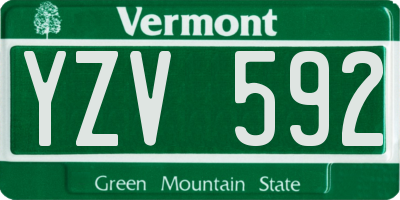 VT license plate YZV592
