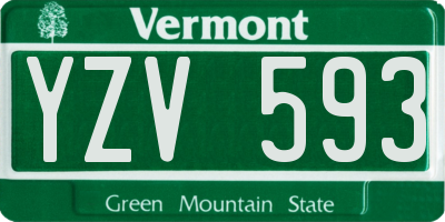 VT license plate YZV593