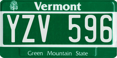 VT license plate YZV596