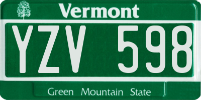 VT license plate YZV598