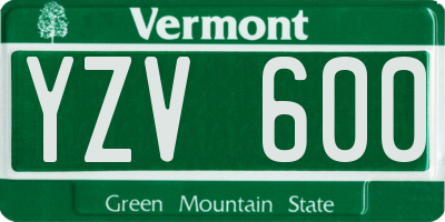 VT license plate YZV600