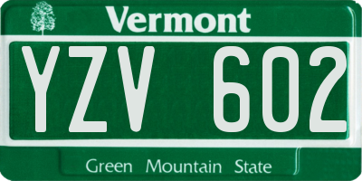 VT license plate YZV602