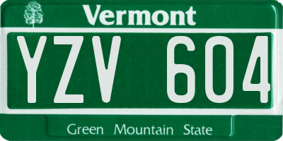 VT license plate YZV604